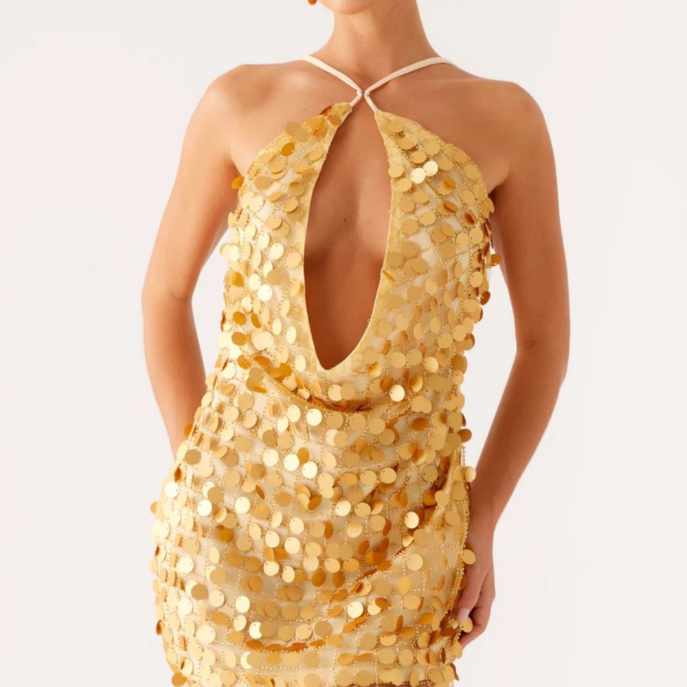Peppermayo sequin gold mini dress